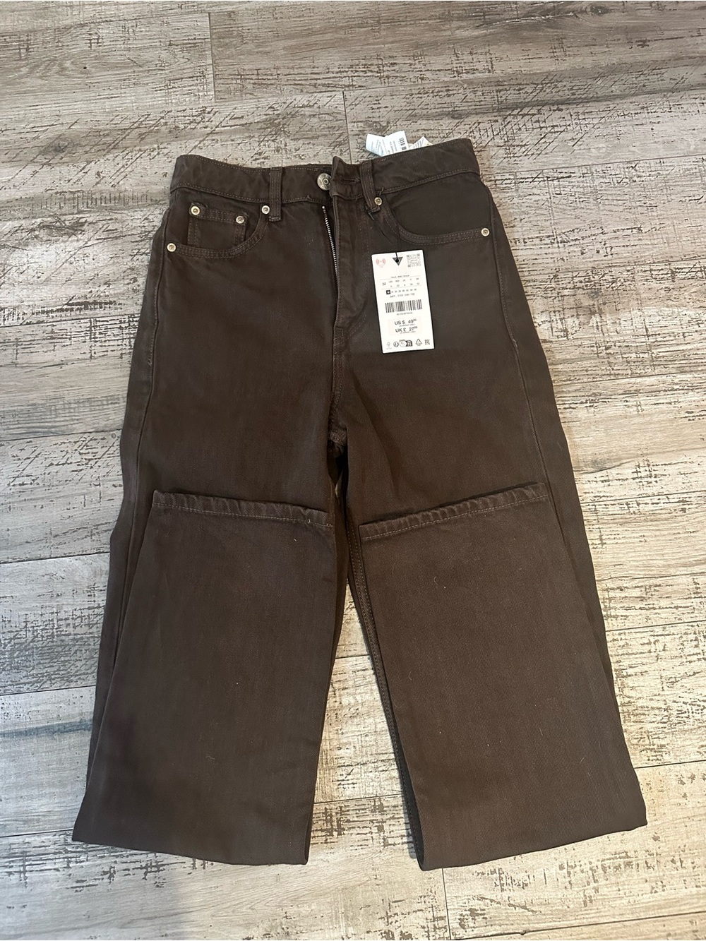 ZARA Pull &Bear Dark Brown High-Waist Wide Jeans